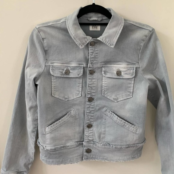 Wash Lab Ruffle My Feathers Cropped Jean Jacket XS - Picture 3 of 9